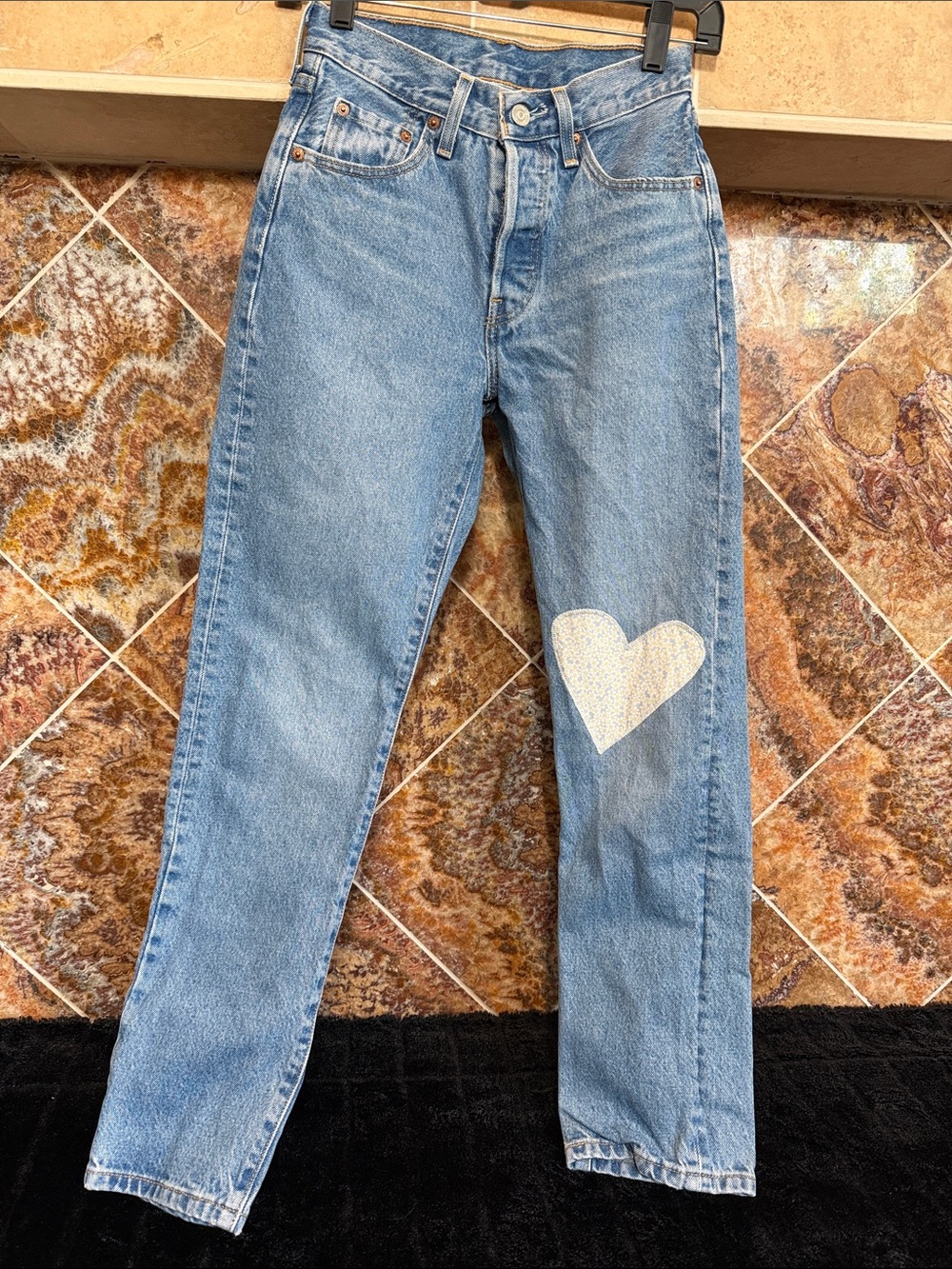Levi's 501 150th Anniversary Edition Jeans Heart Patch Button Fly W24 L30